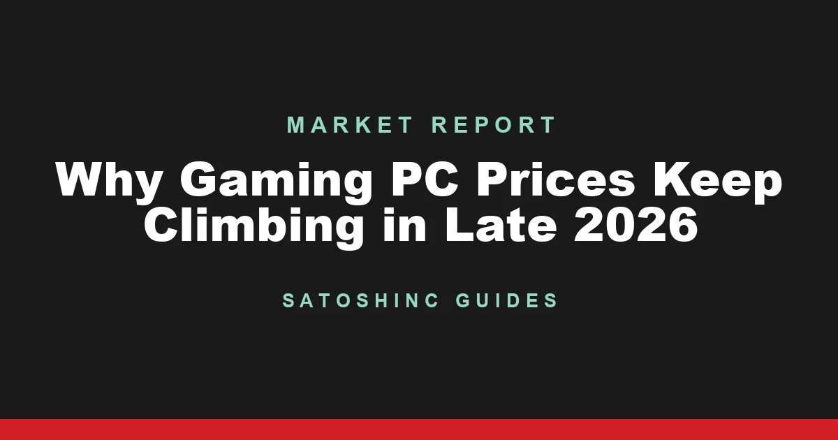 Satoshinc Market Report cover card: Why Gaming PC Prices Keep Climbing in Late 2026