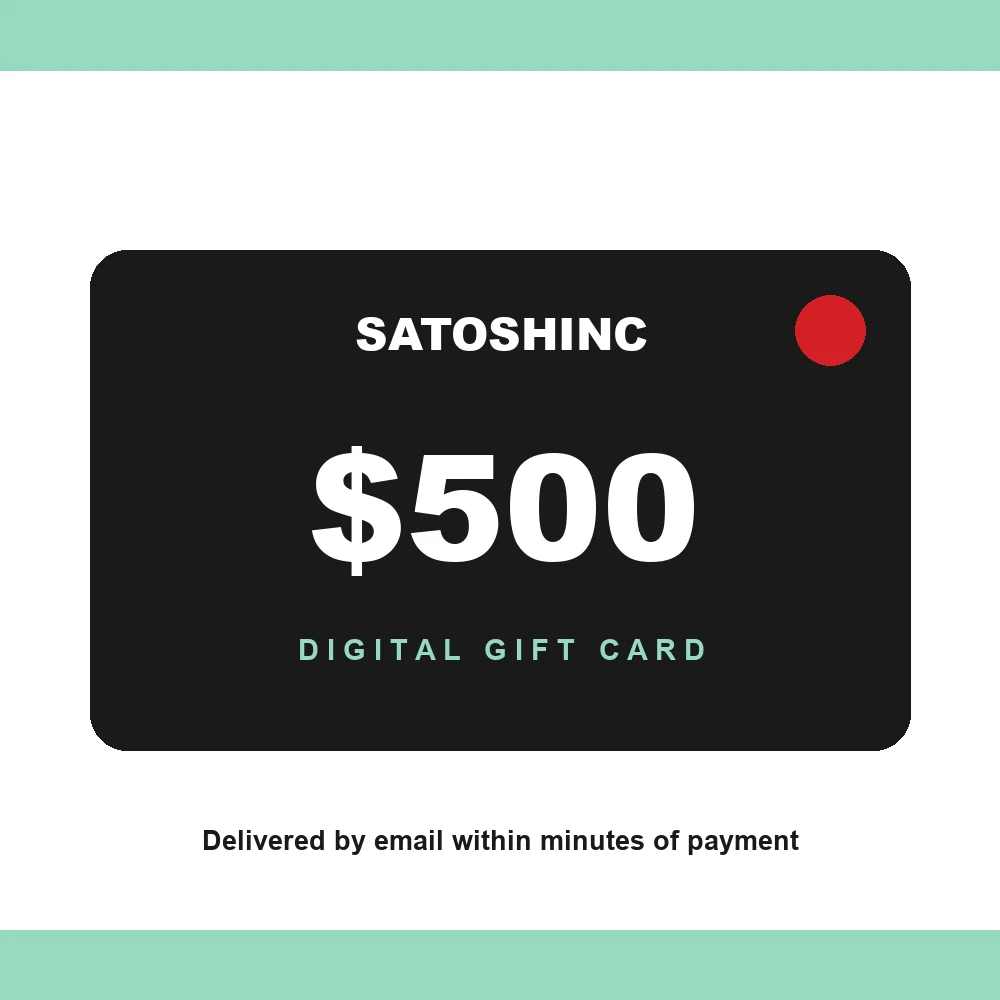 Satoshinc 500 dollar digital gift card design